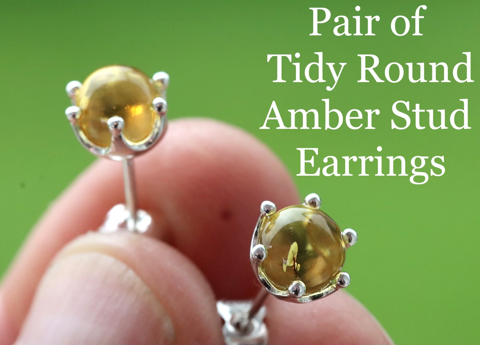 Pair of Tidy Round Amber Stud Earrings