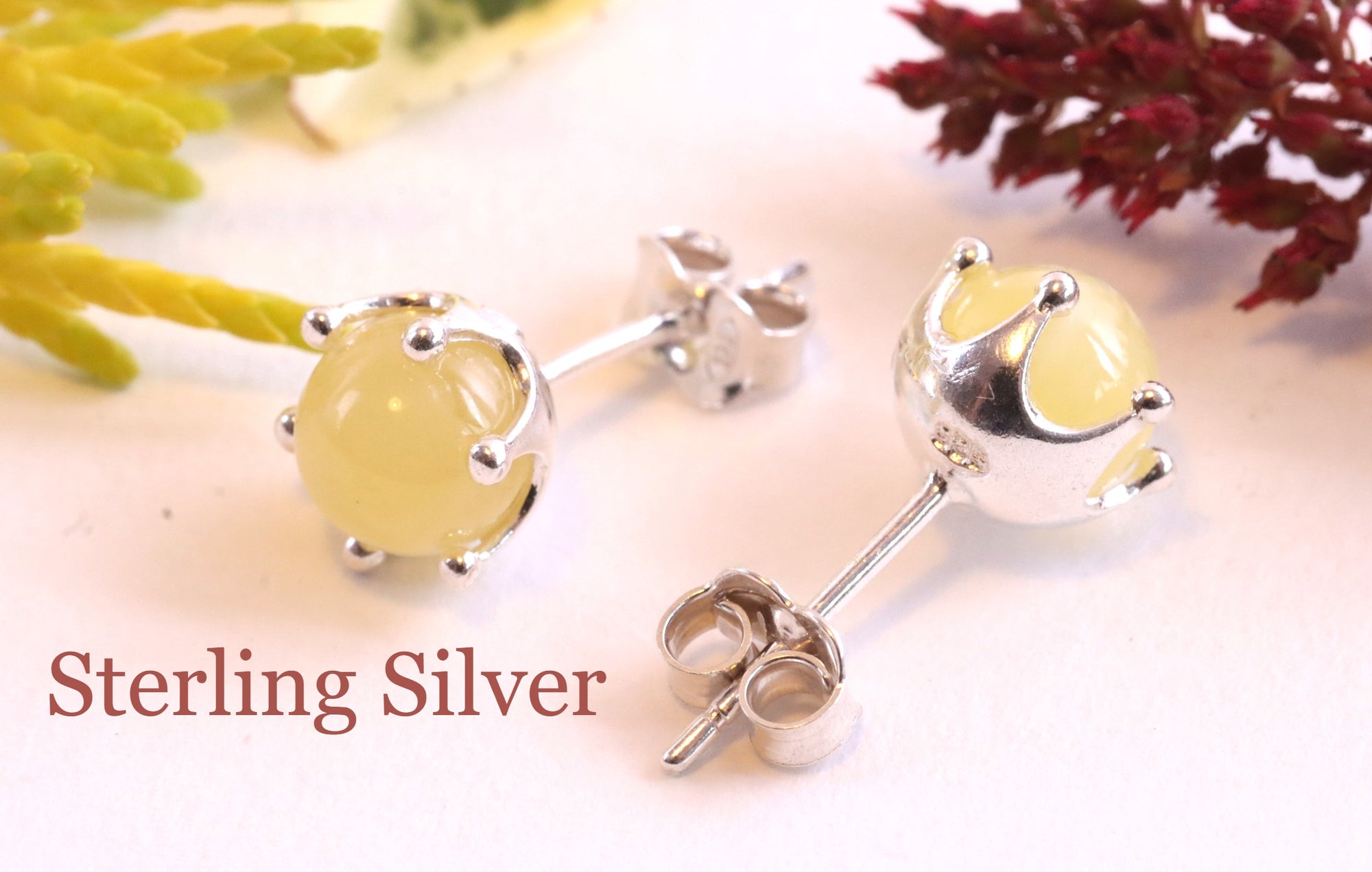 White Amber Earrings