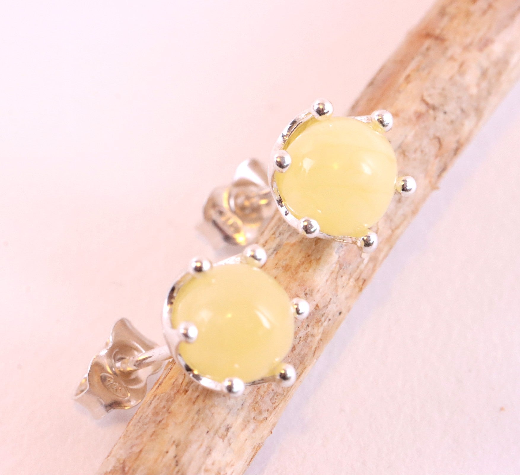 White Amber Earrings