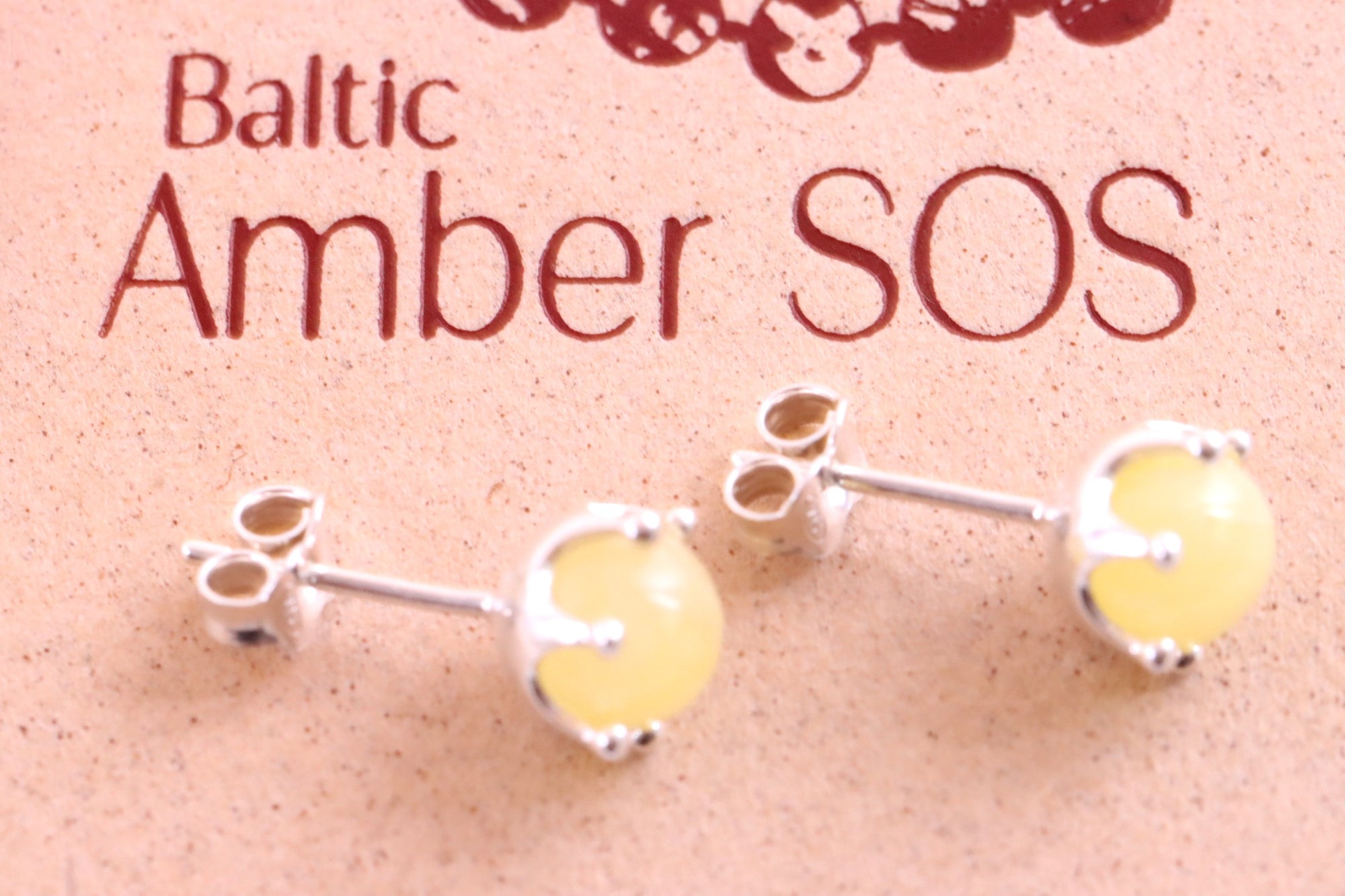 White Amber Earrings