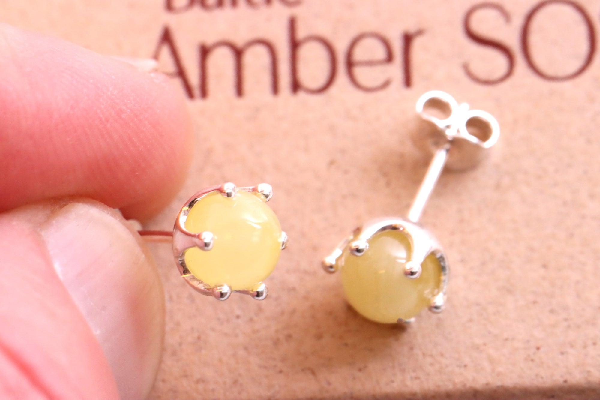 White Amber Earrings