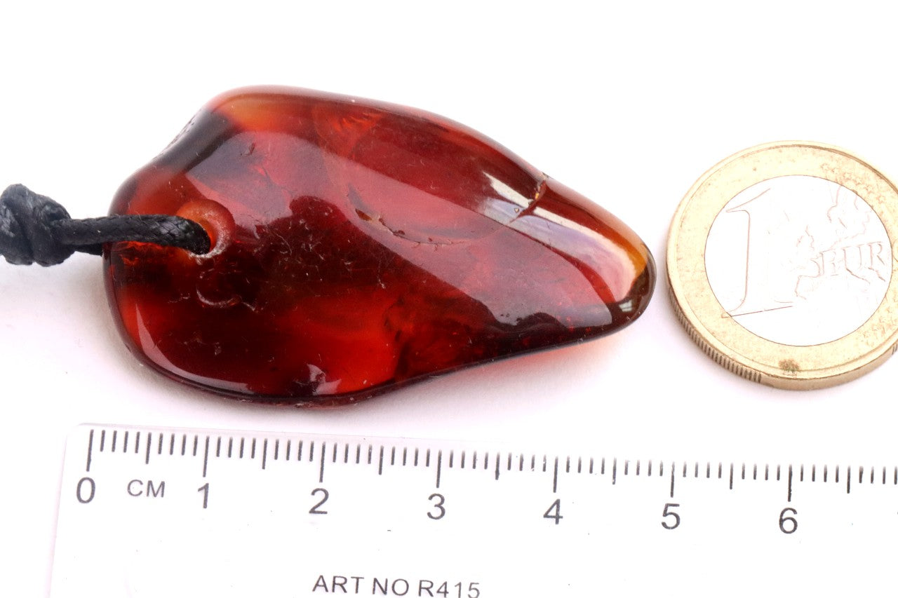 Natural Baltic Red Amber Amulet Pendant