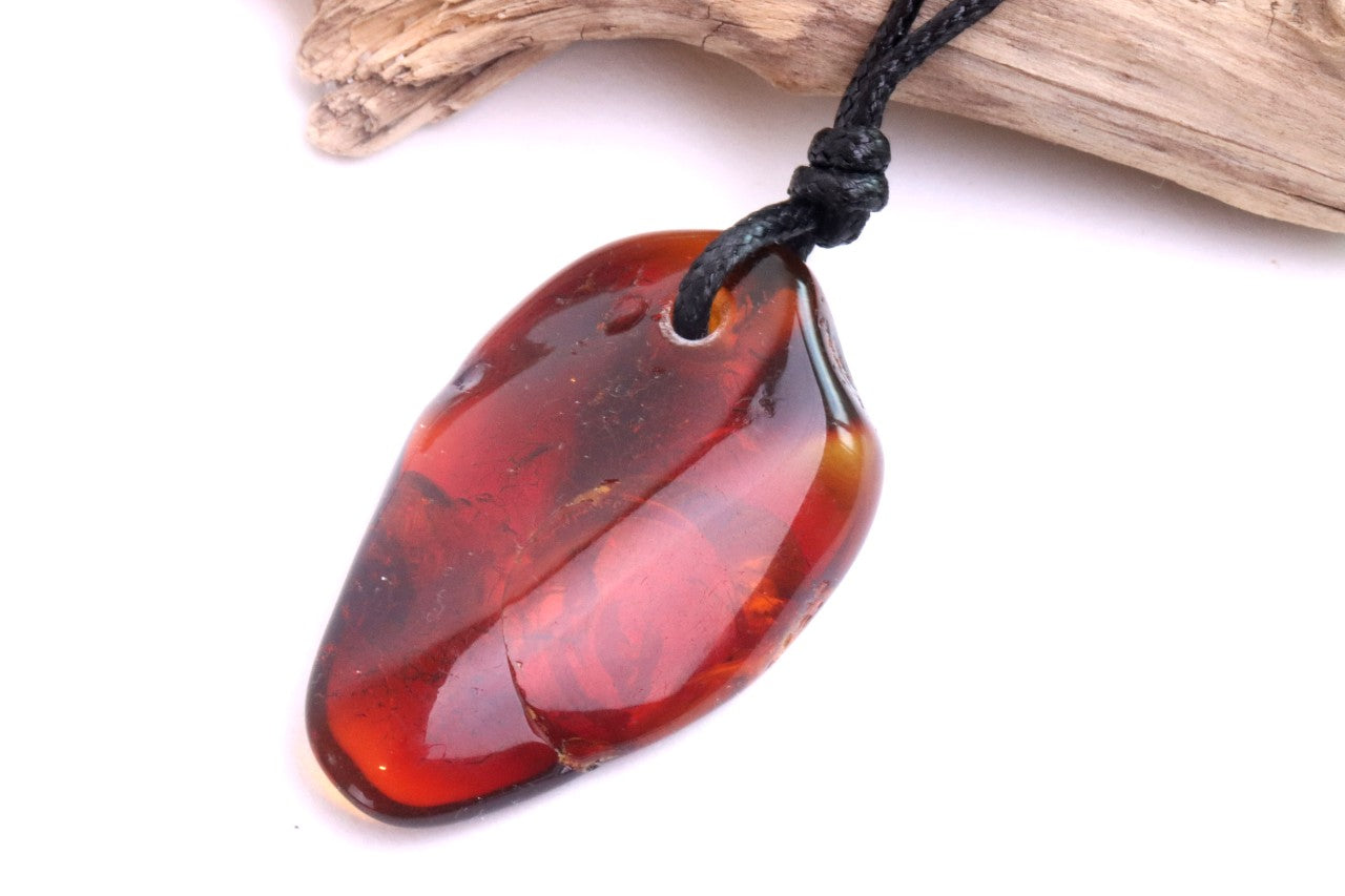 Natural Baltic Red Amber Amulet Pendant