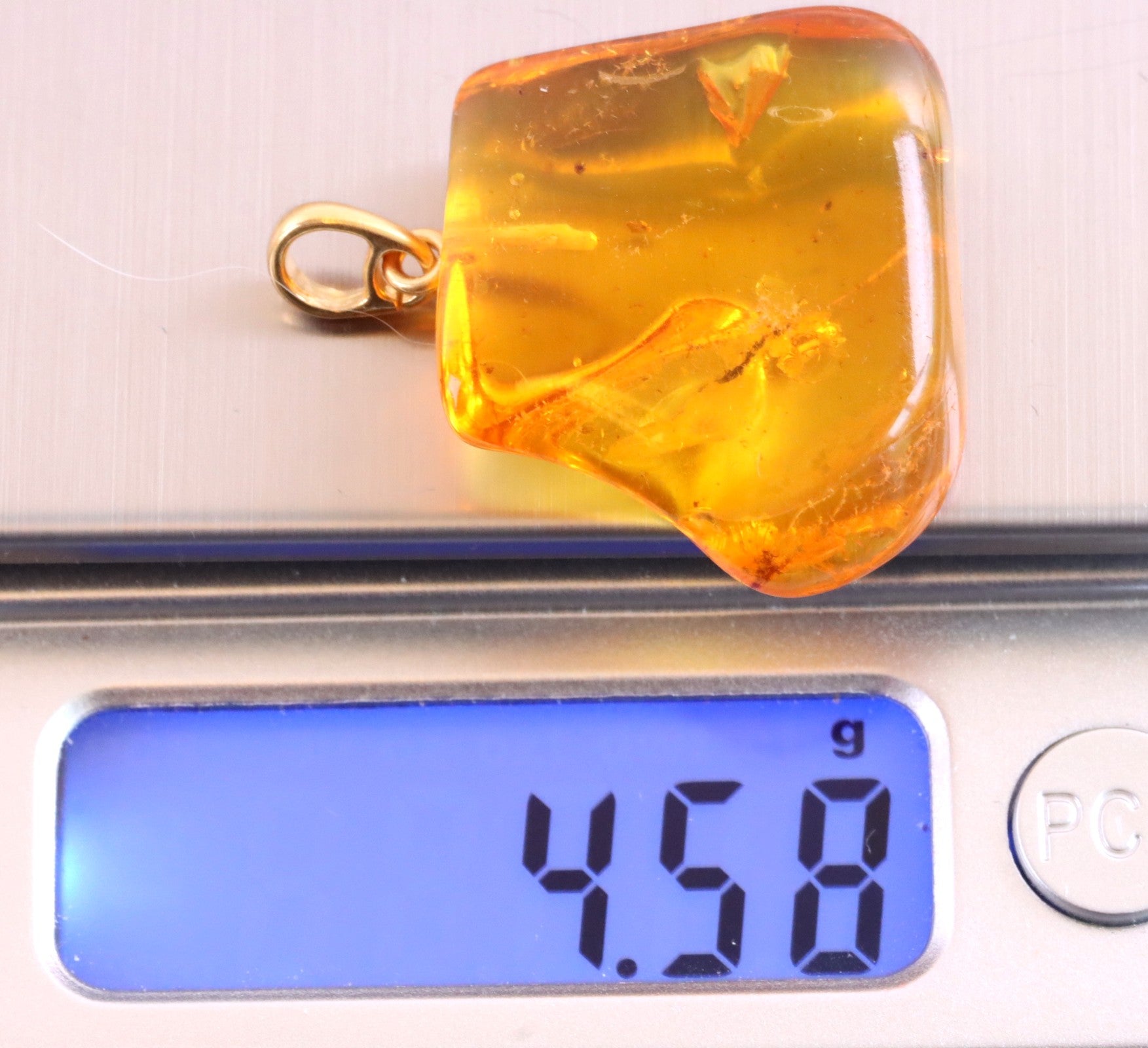 Gold Amber Pendant with Insect Inclusion