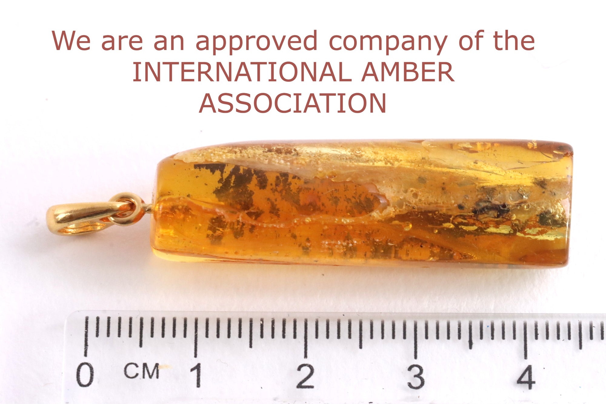 Amber Pendant on 925 Gold Plated Silver with Insect Inclusion