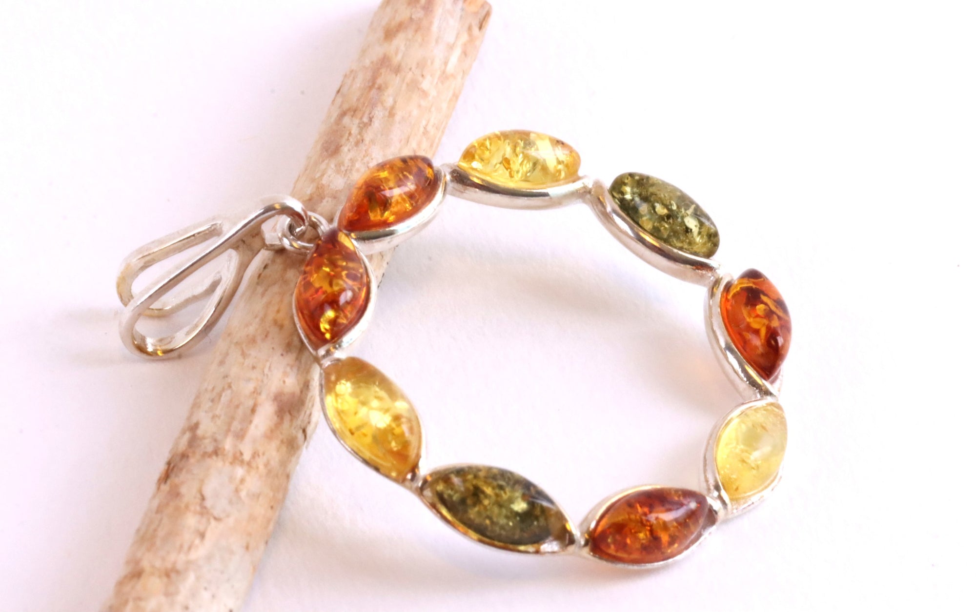 Baltic Amber Pendant set in solid 925 Sterling Silver