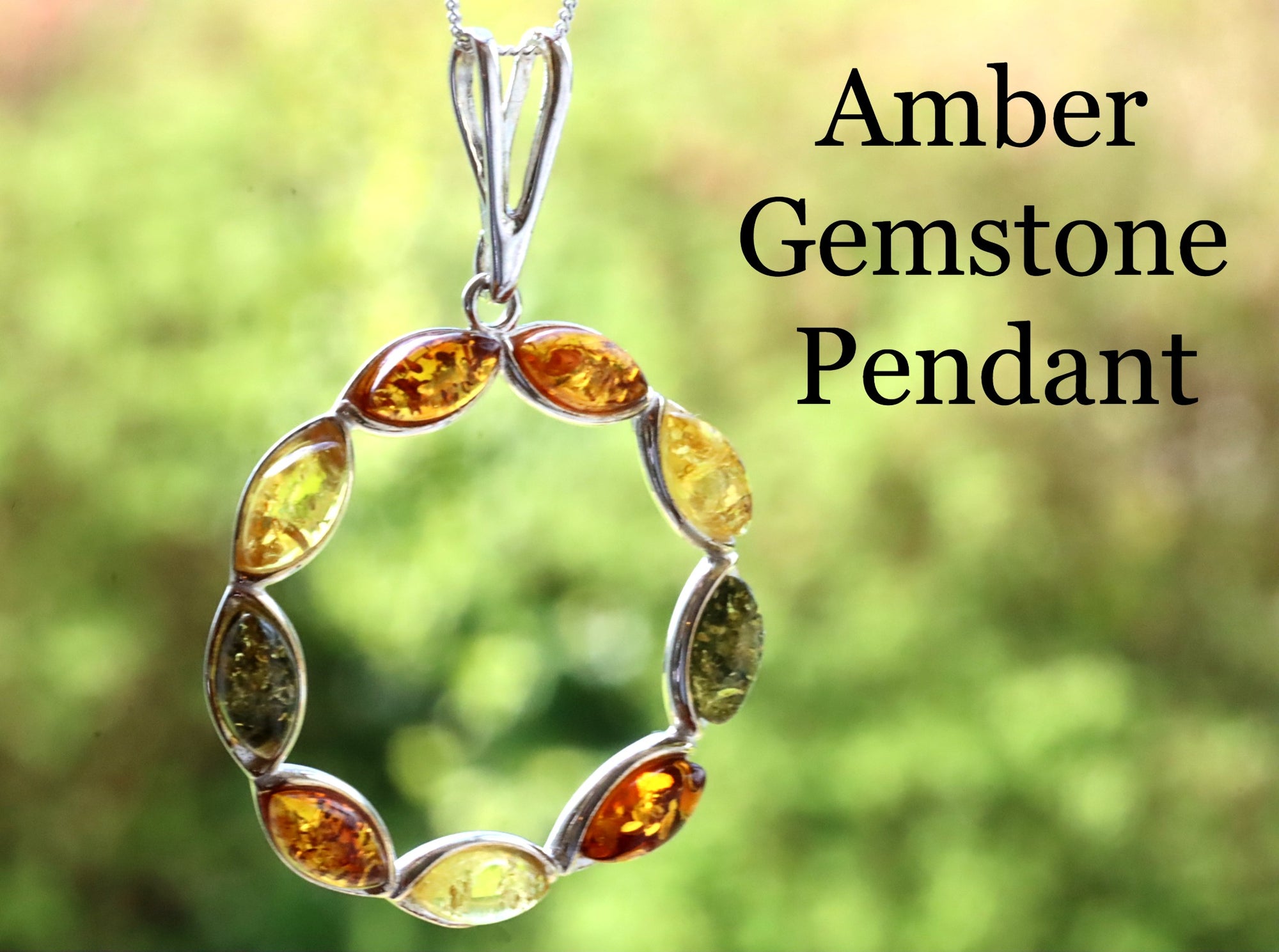 Baltic Amber Pendant set in solid 925 Sterling Silver