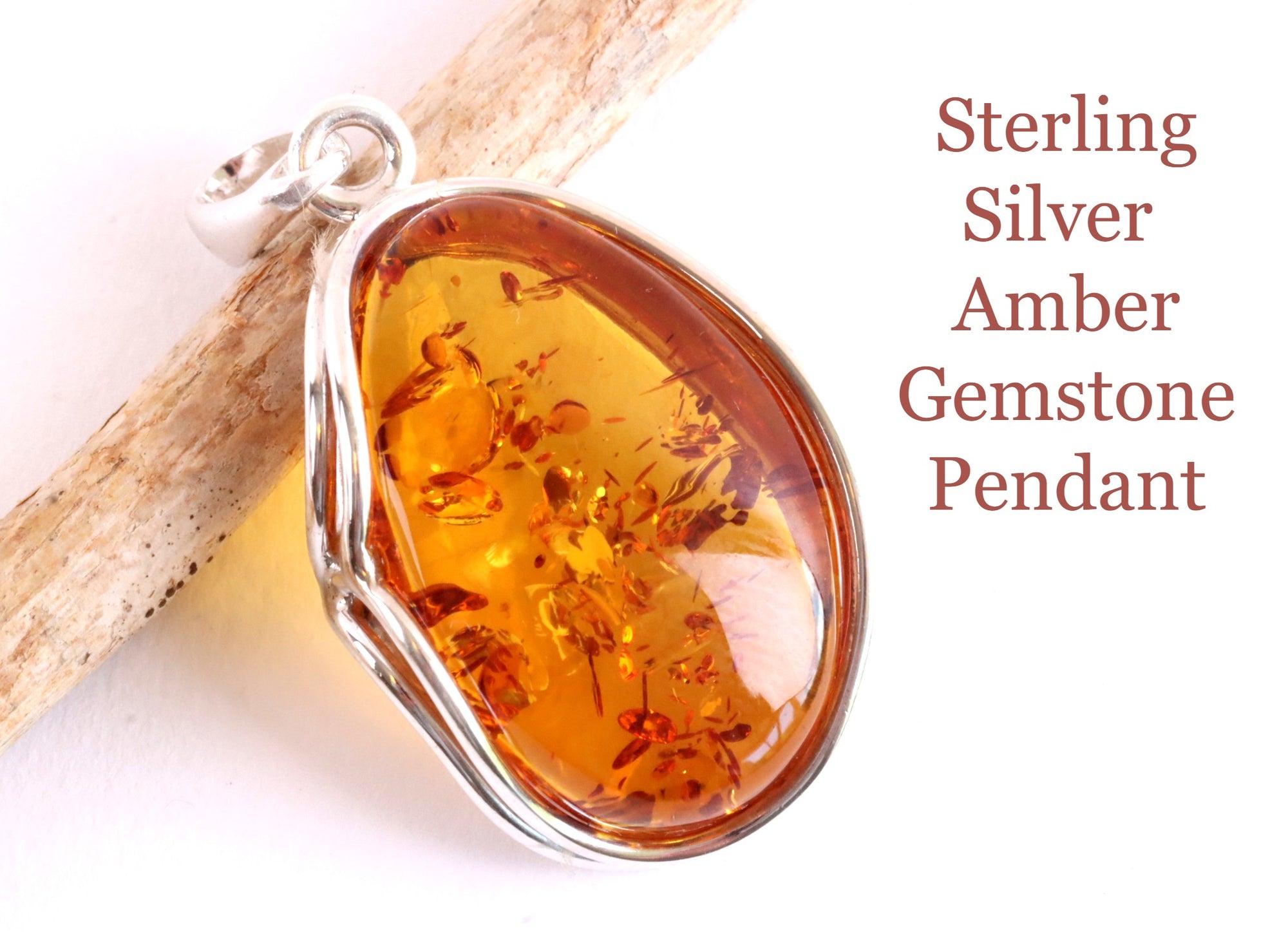 Classic Honey Baltic Amber Pendant on Sterling Silver