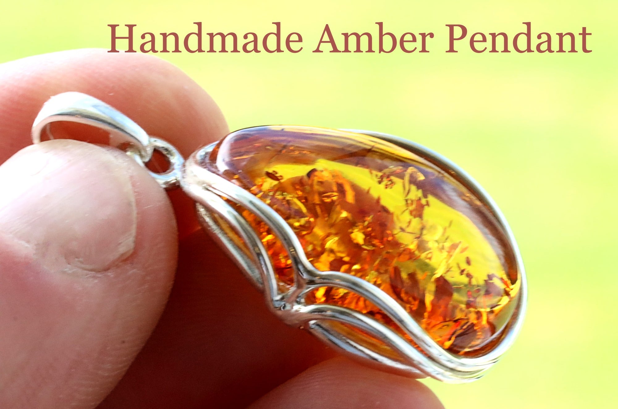 Classic Honey Baltic Amber Pendant on Sterling Silver