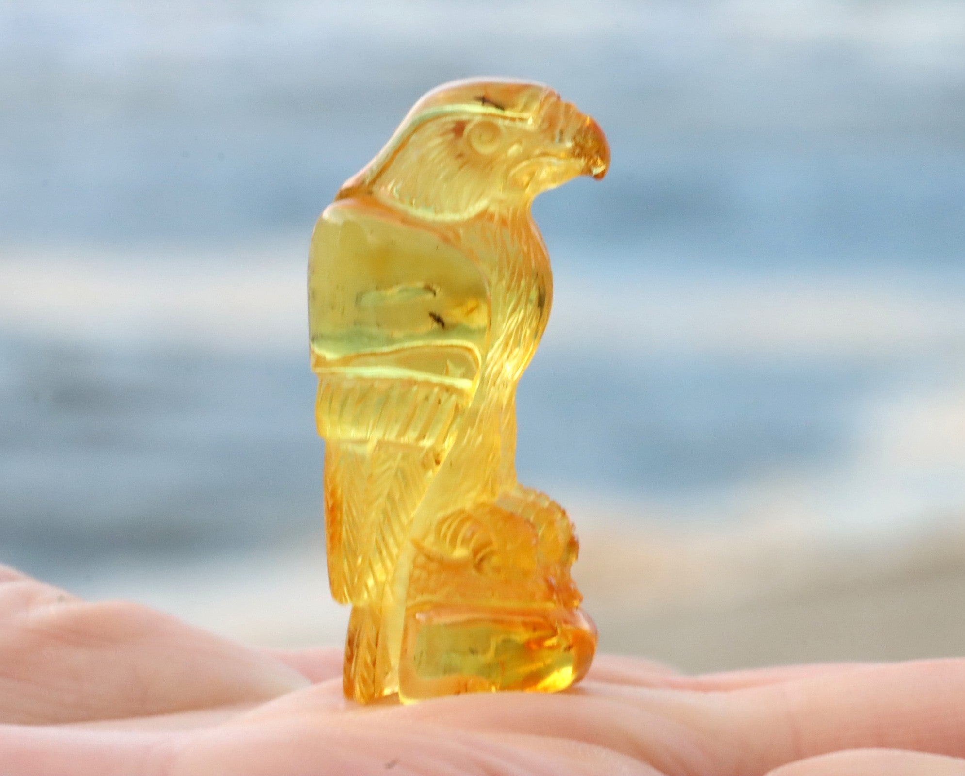 Eagle  Statuette with 2 Fly Inclusions