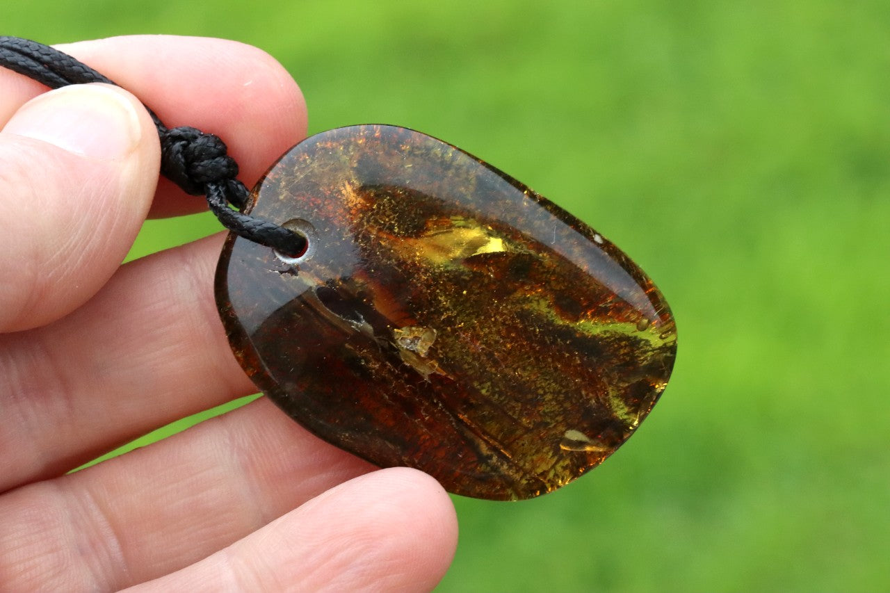 Large Baltic Amber Amulet Pendant • Natural Handmade Amber Necklace