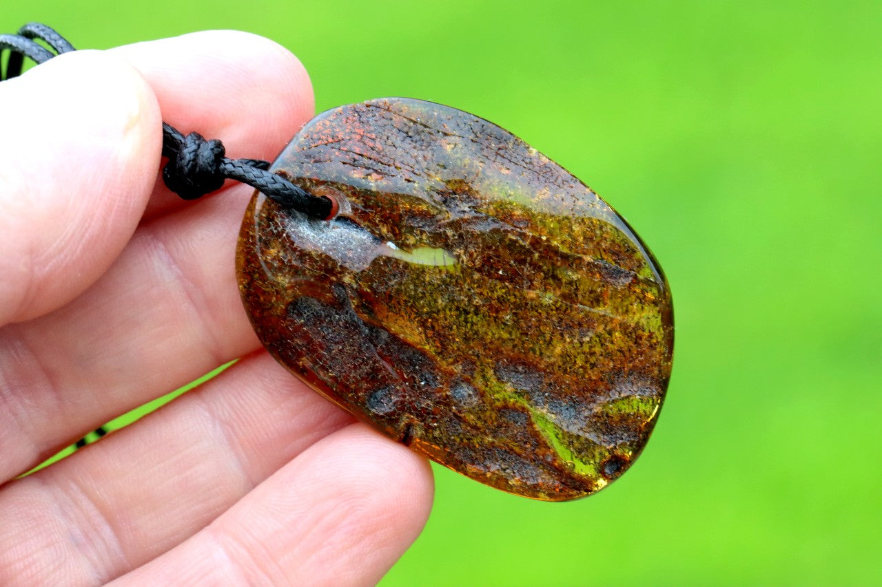 Large Baltic Amber Amulet Pendant • Natural Handmade Amber Necklace