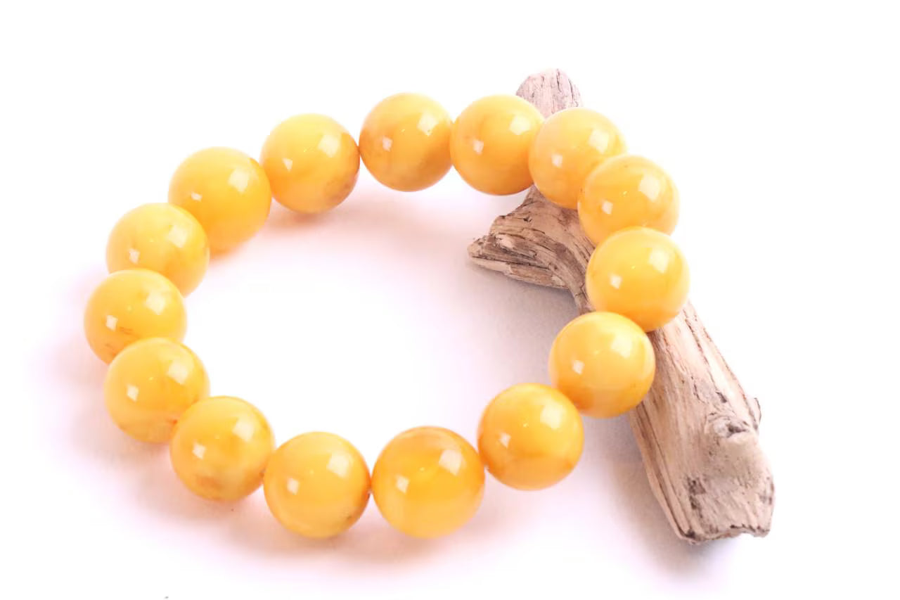 Large Round Beeswax Amber Bracelet 15.7mm
