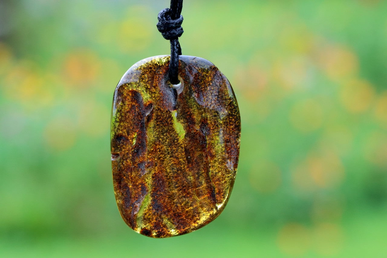 Large Baltic Amber Amulet Pendant • Natural Handmade Amber Necklace