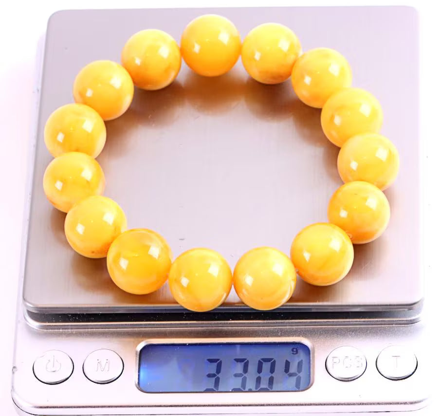 Large Round Beeswax Amber Bracelet 15.7mm