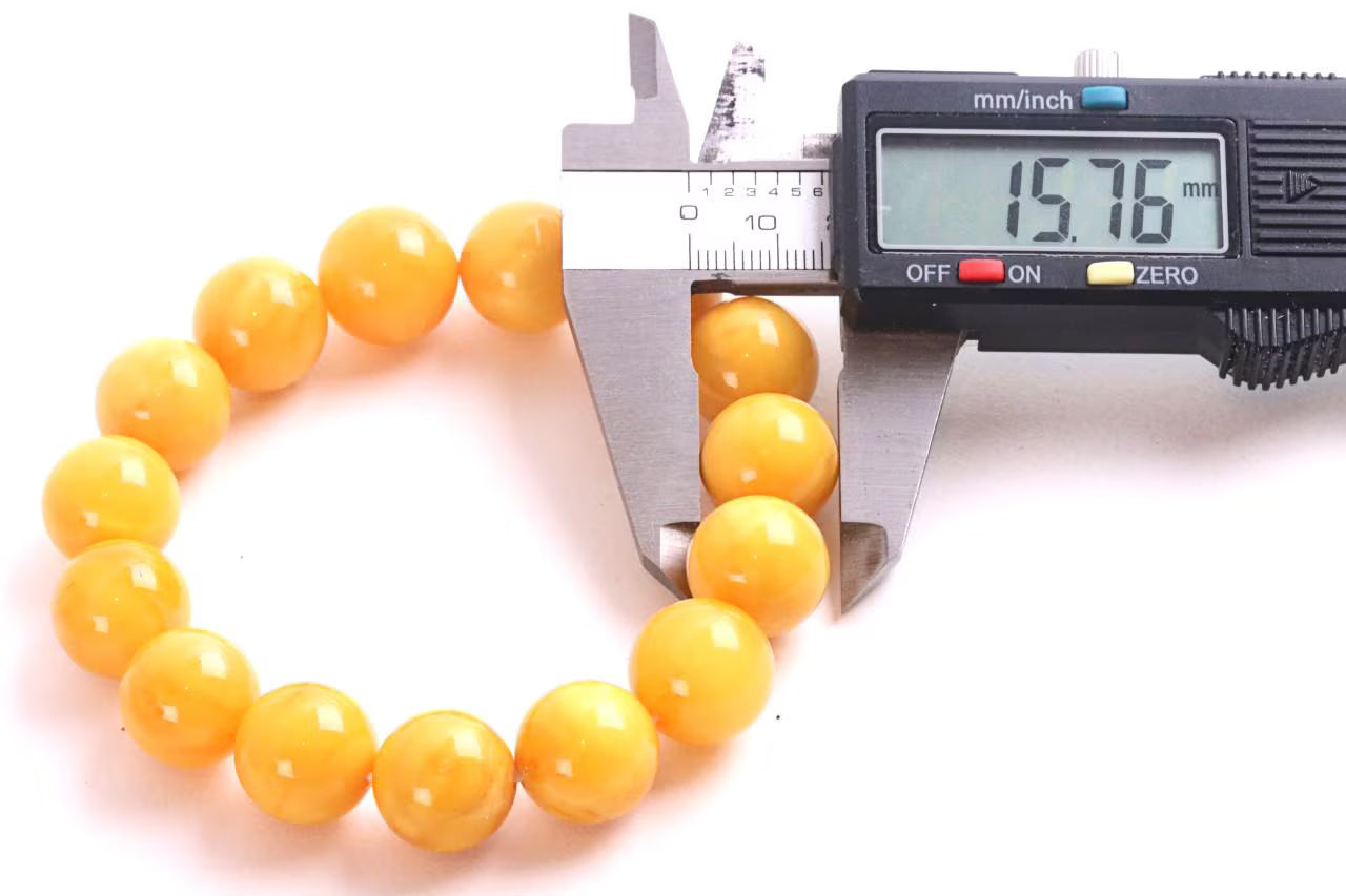 Large Round Beeswax Amber Bracelet 15.7mm