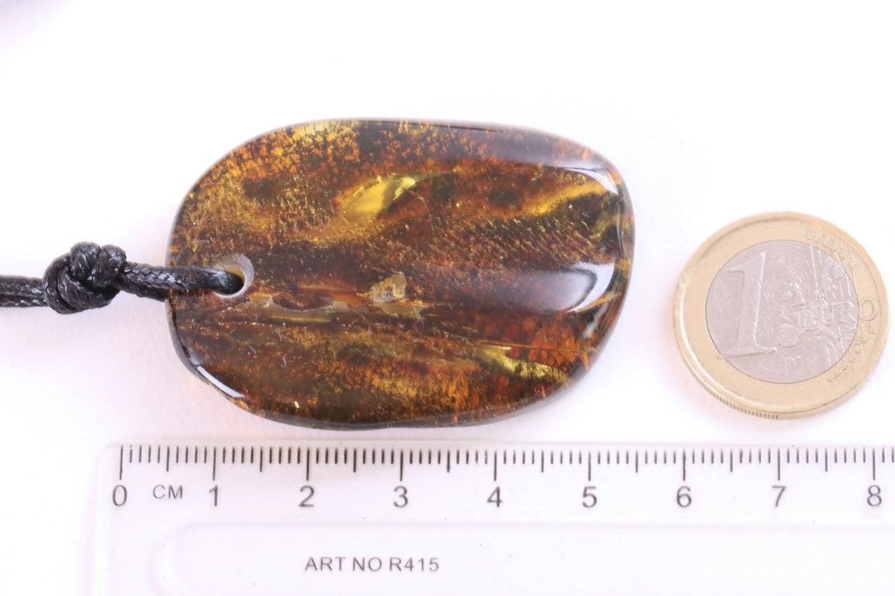 Large Baltic Amber Amulet Pendant • Natural Handmade Amber Necklace
