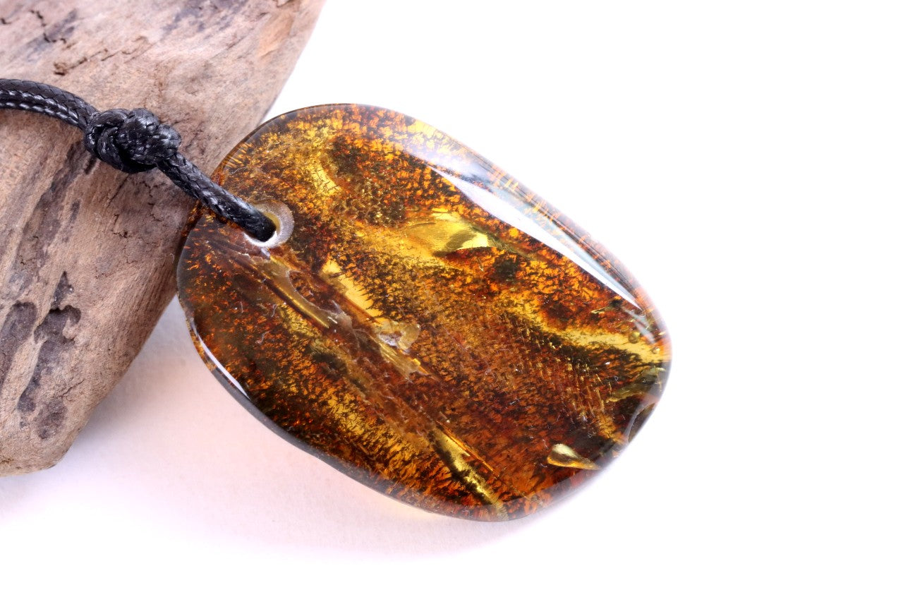 Large Baltic Amber Amulet Pendant • Natural Handmade Amber Necklace