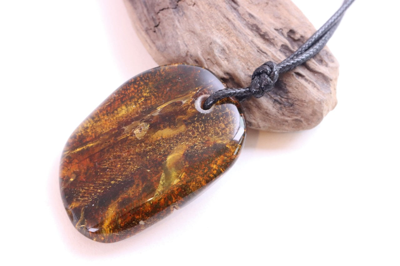 Large Baltic Amber Amulet Pendant • Natural Handmade Amber Necklace