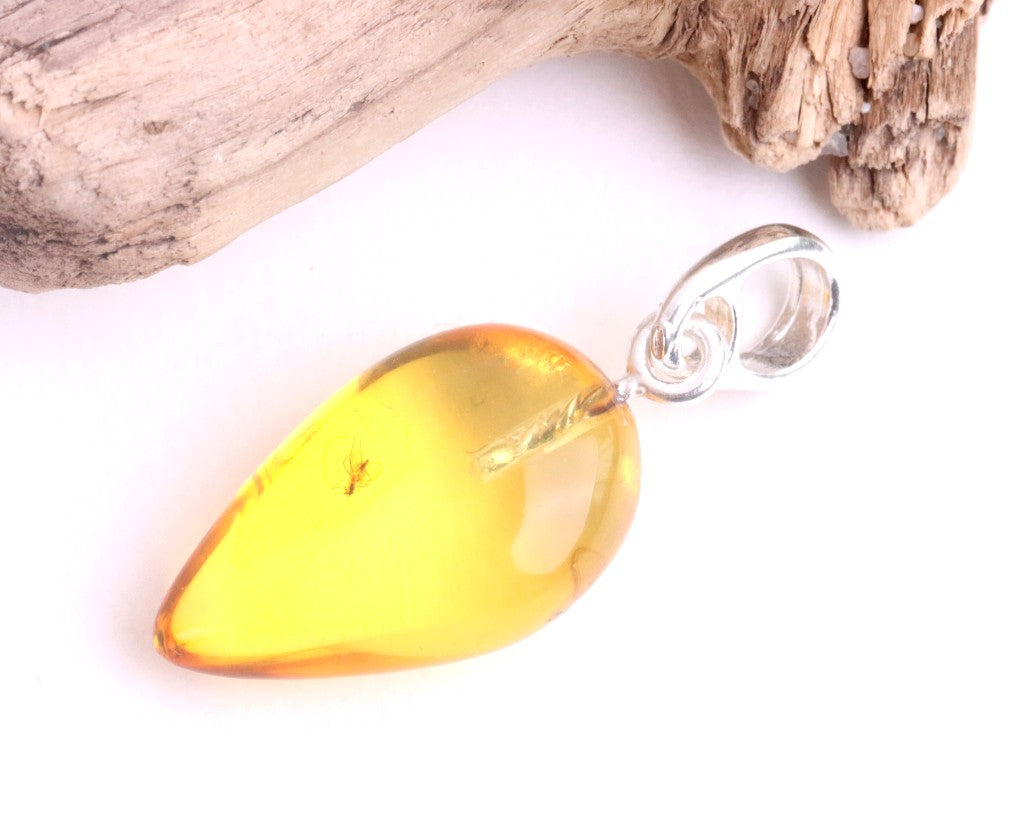 Amber Pendant with Visible Insect Inclusion
