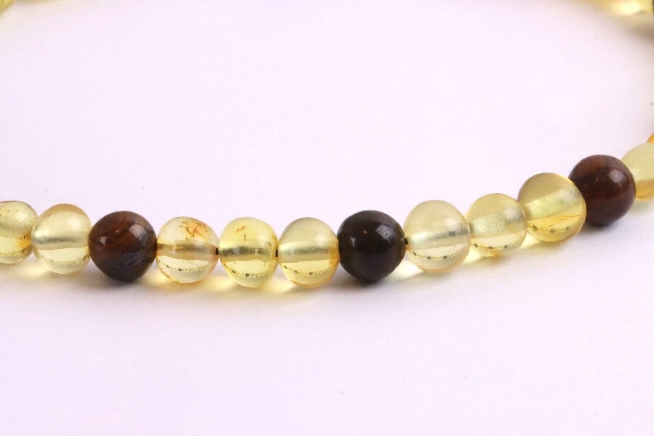 Baltic Amber and Tigers Eye Adult Anklet
