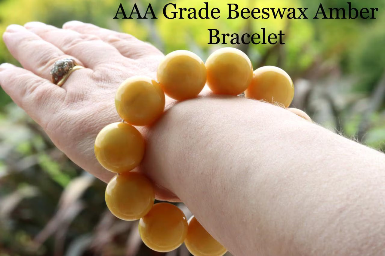 Large Round Beeswax Amber Bracelet 15.7mm