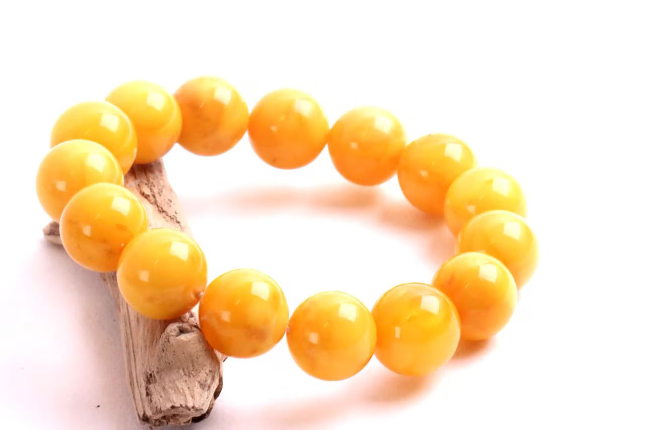 Large Round Beeswax Amber Bracelet 15.7mm