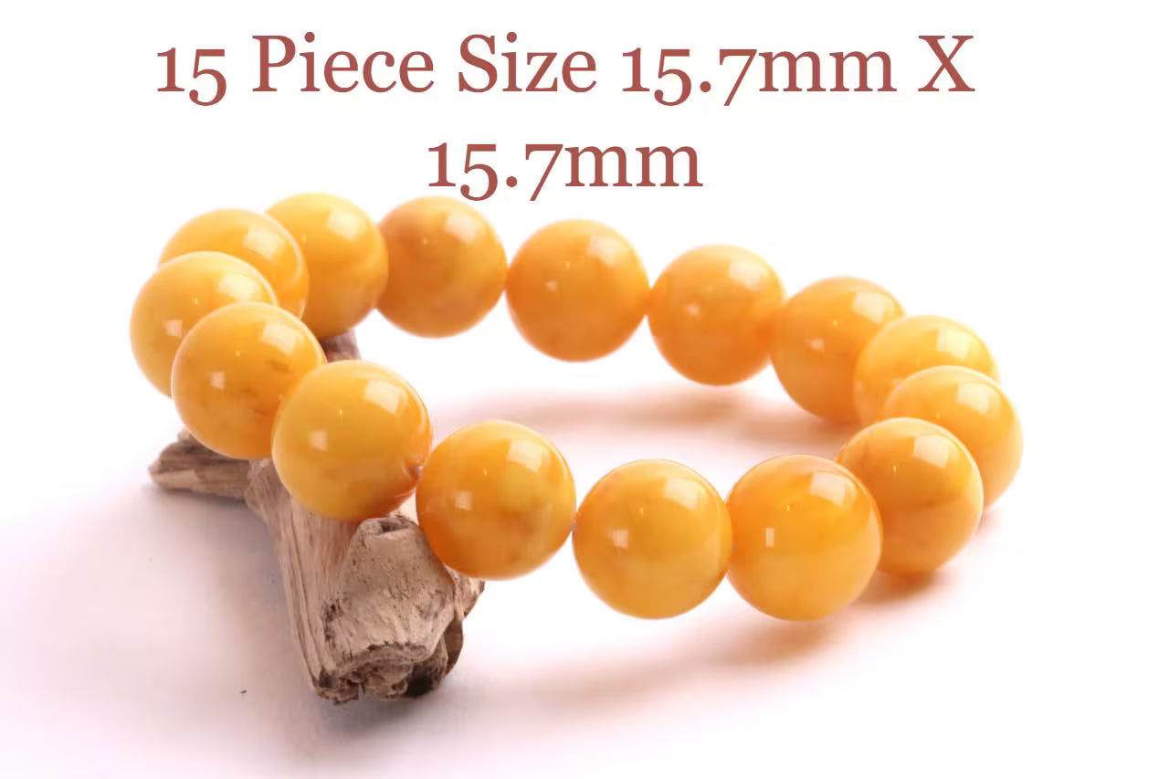 Large Round Beeswax Amber Bracelet 15.7mm