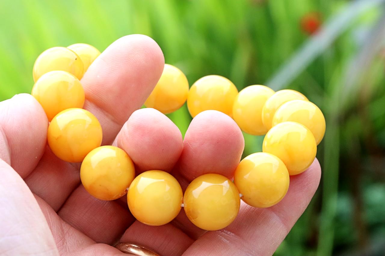 Large Round Beeswax Amber Bracelet 15.7mm