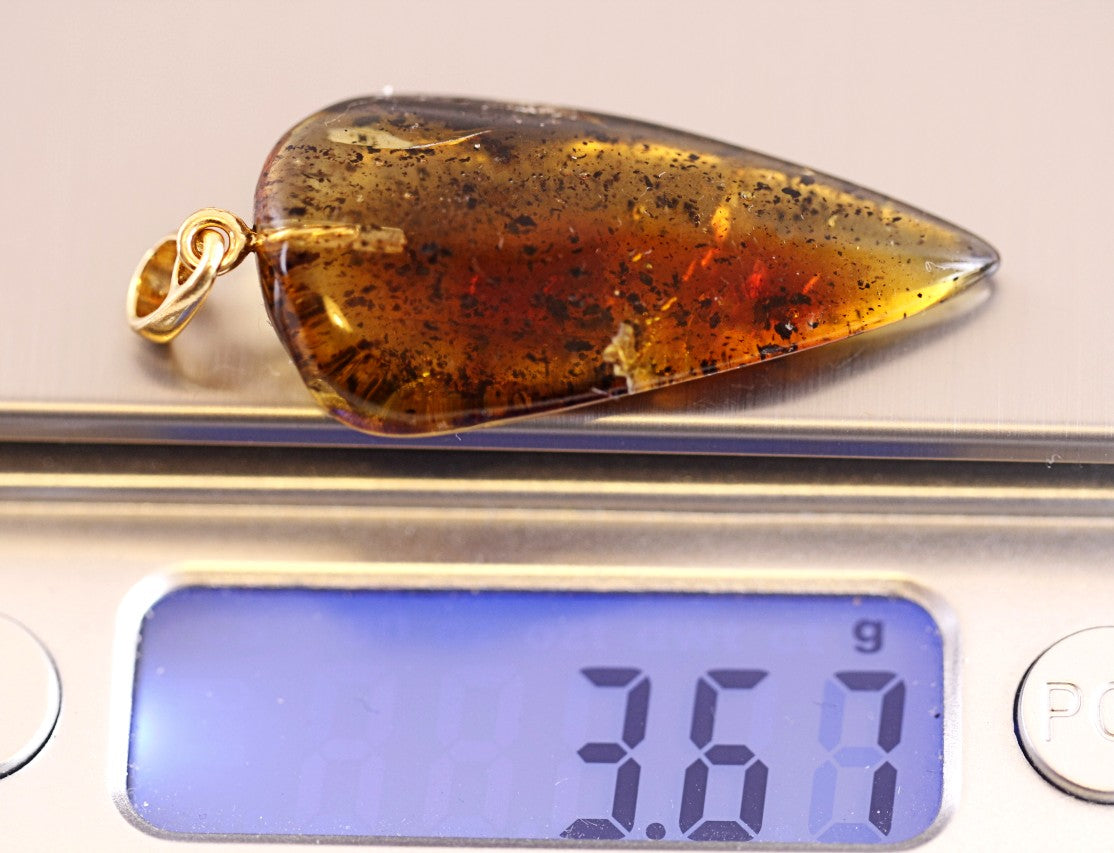 Gold Plated Sterling Silver Natural Amber Gemstone Pendant