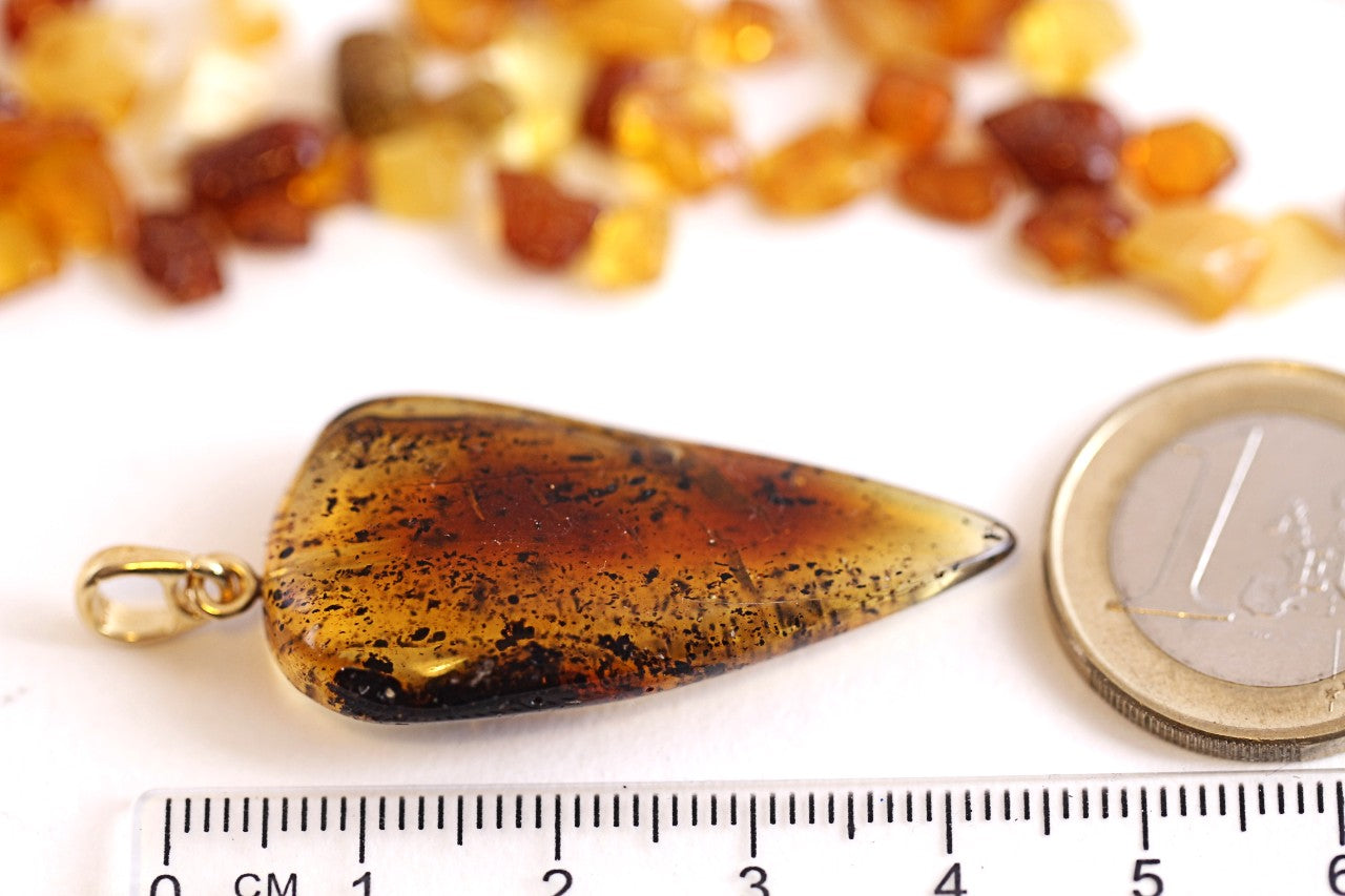 Gold Plated Sterling Silver Natural Amber Gemstone Pendant