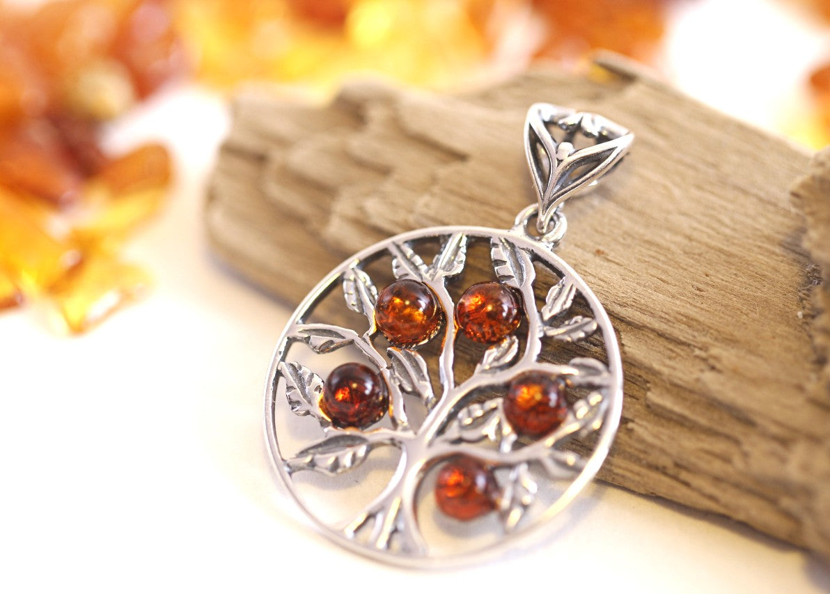 Tree Pendant with Honey Amber