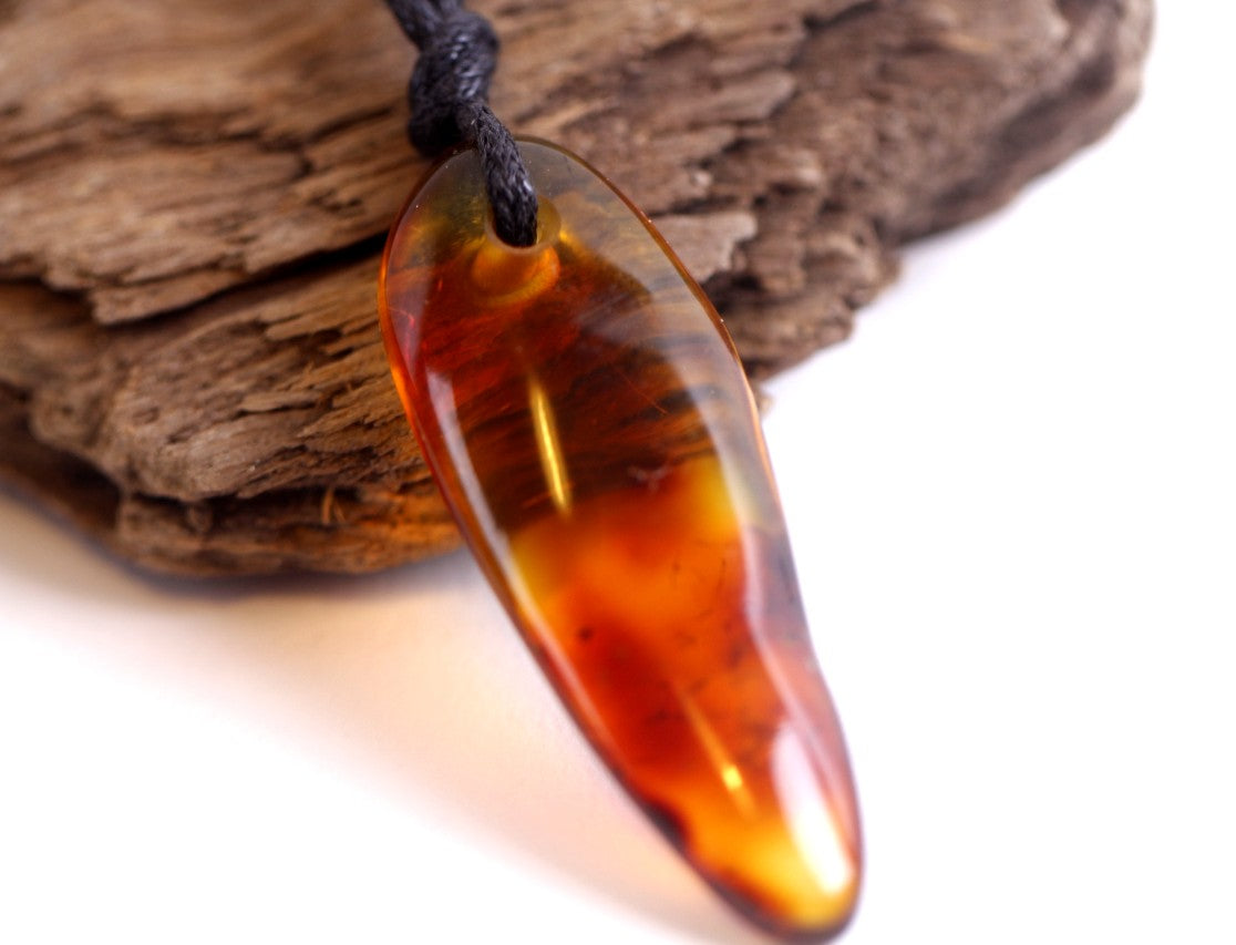 Natural Amber Amulet Pendant for Mindfulness and Protection