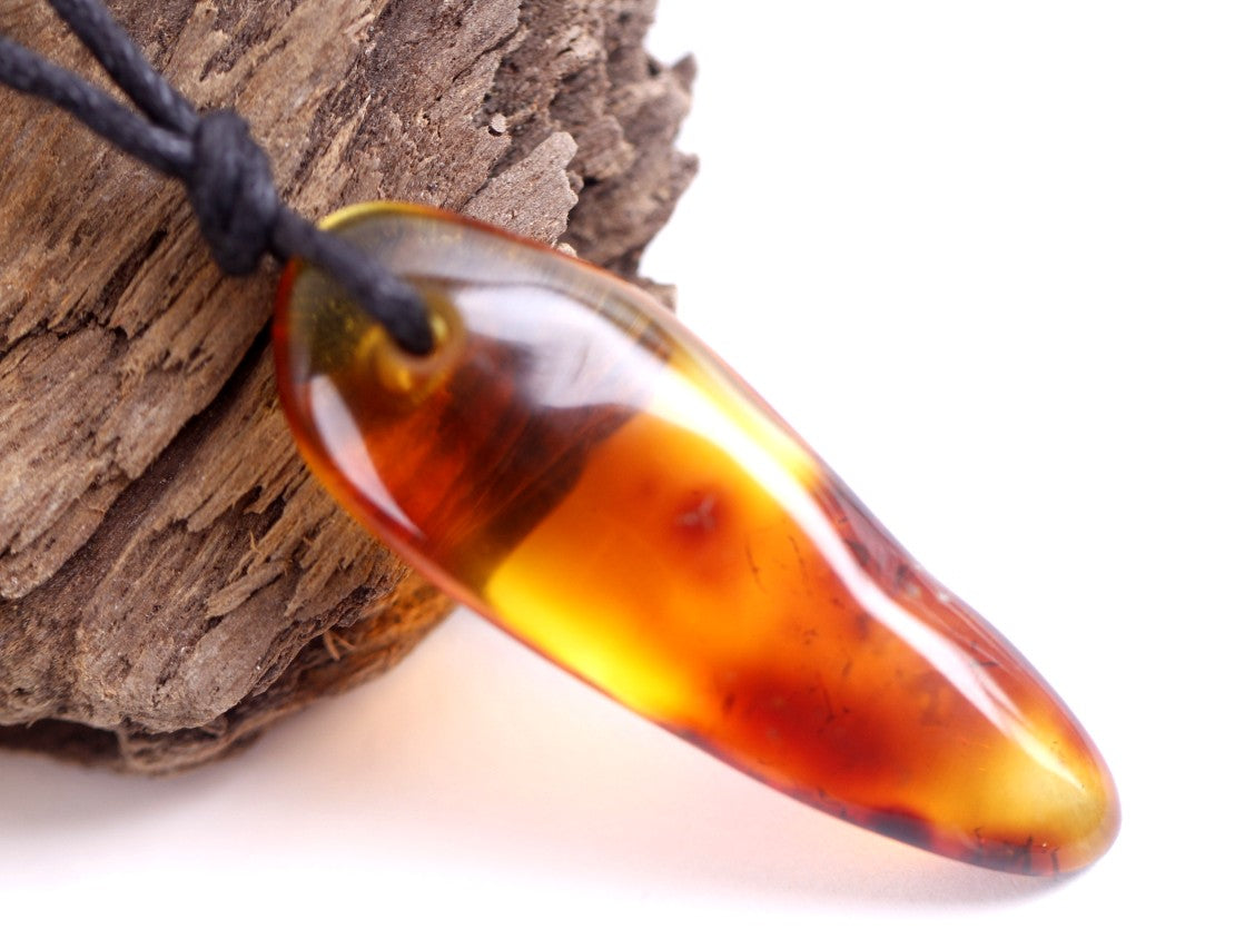 Natural Amber Amulet Pendant for Mindfulness and Protection