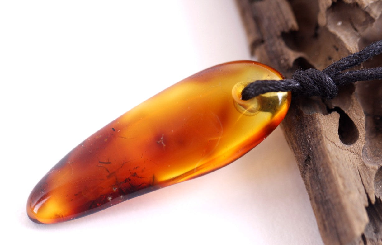 Natural Amber Amulet Pendant for Mindfulness and Protection