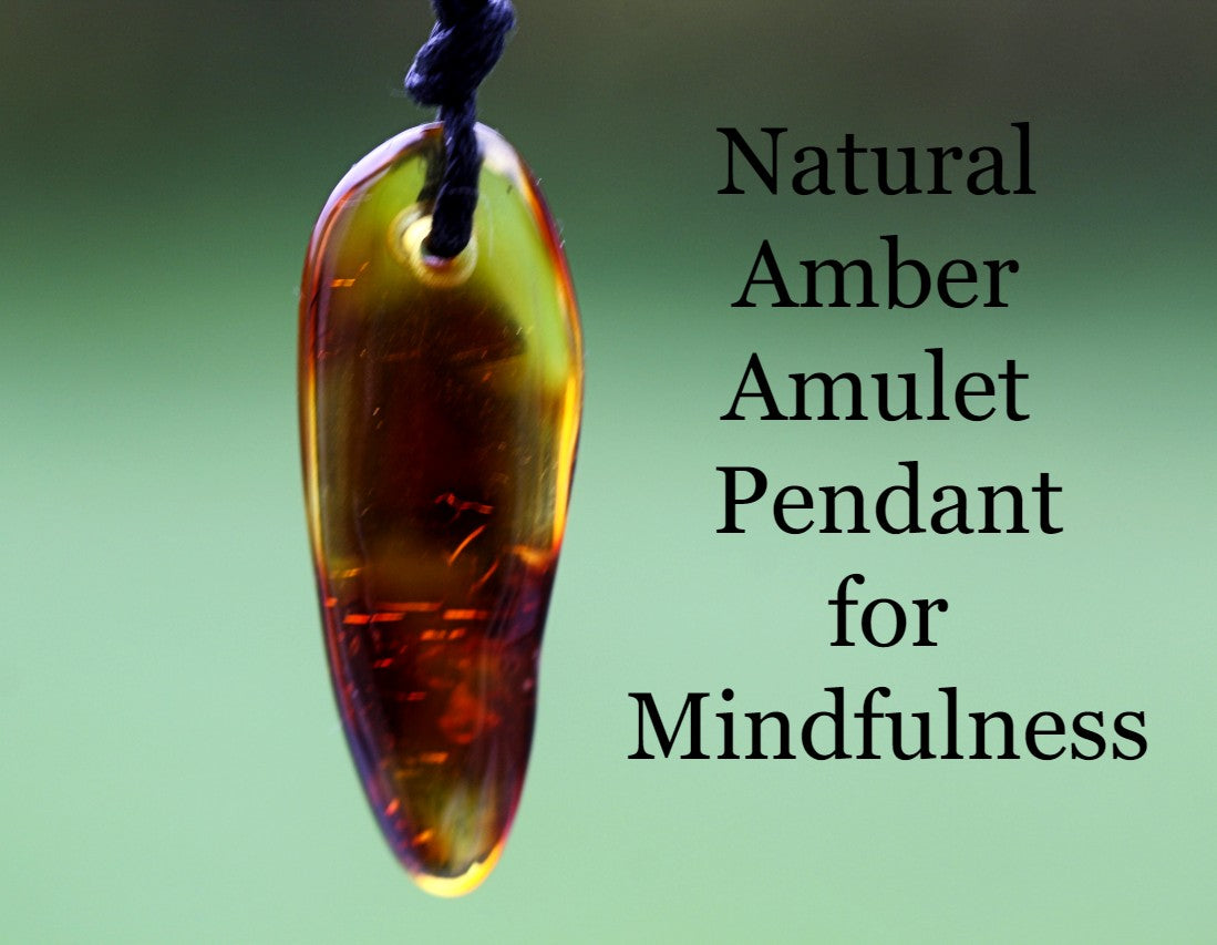 Natural Amber Amulet Pendant for Mindfulness and Protection