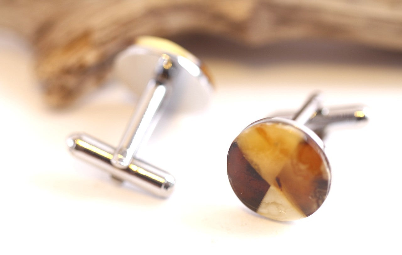 Amber Gemstone Cufflinks on Sterling Silver