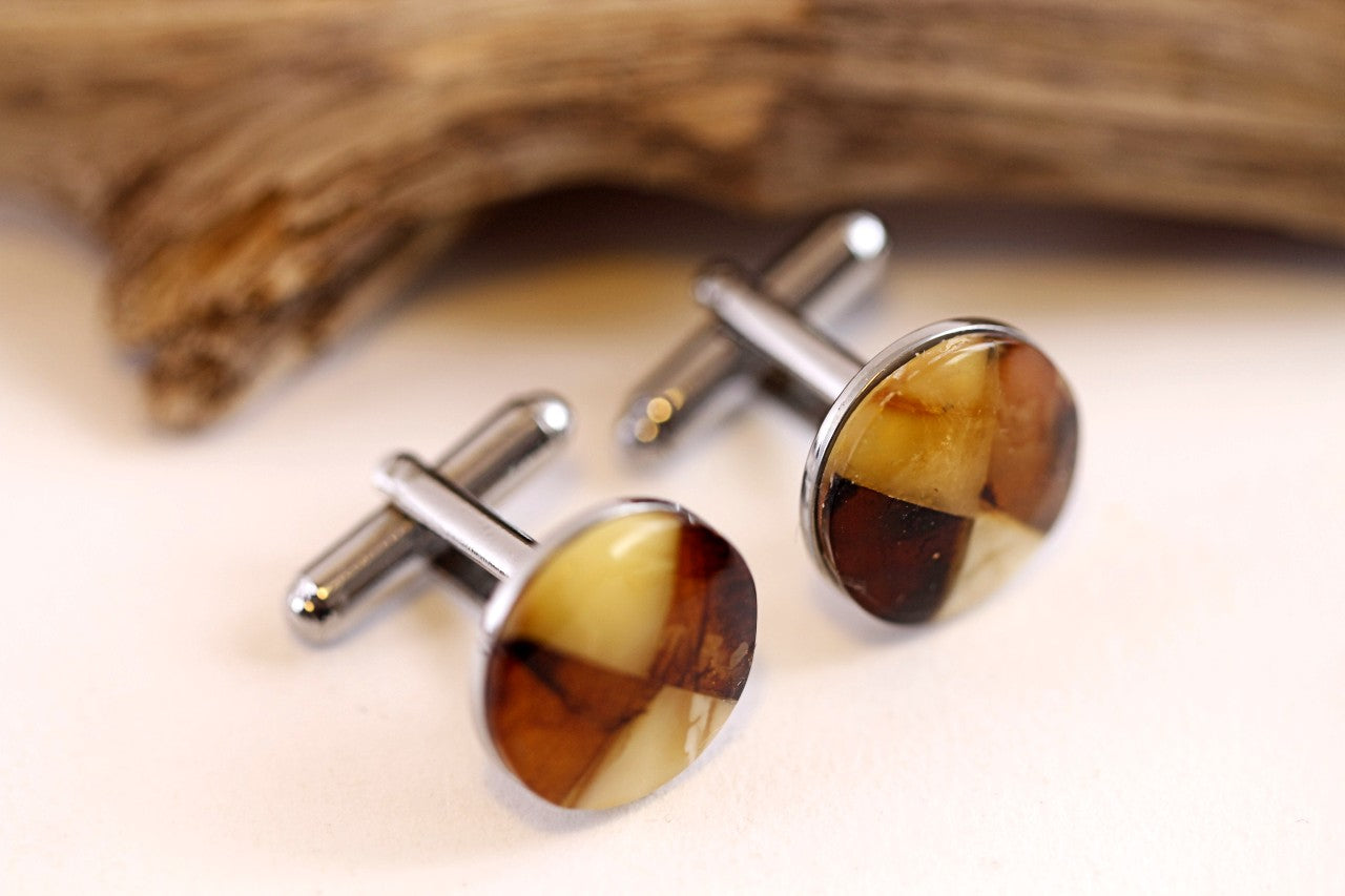 Amber Gemstone Cufflinks on Sterling Silver