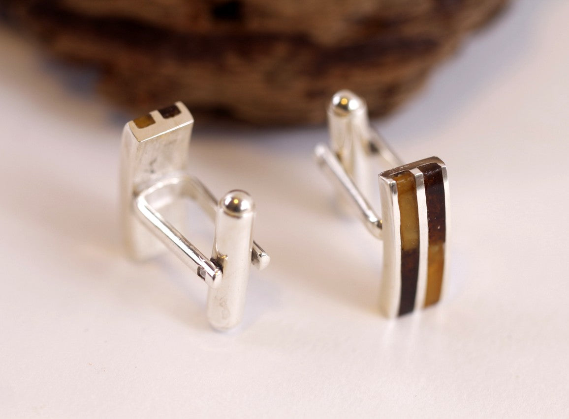 Christmas Cufflinks gift Sterling Silver Baltic Amber Cufflinks