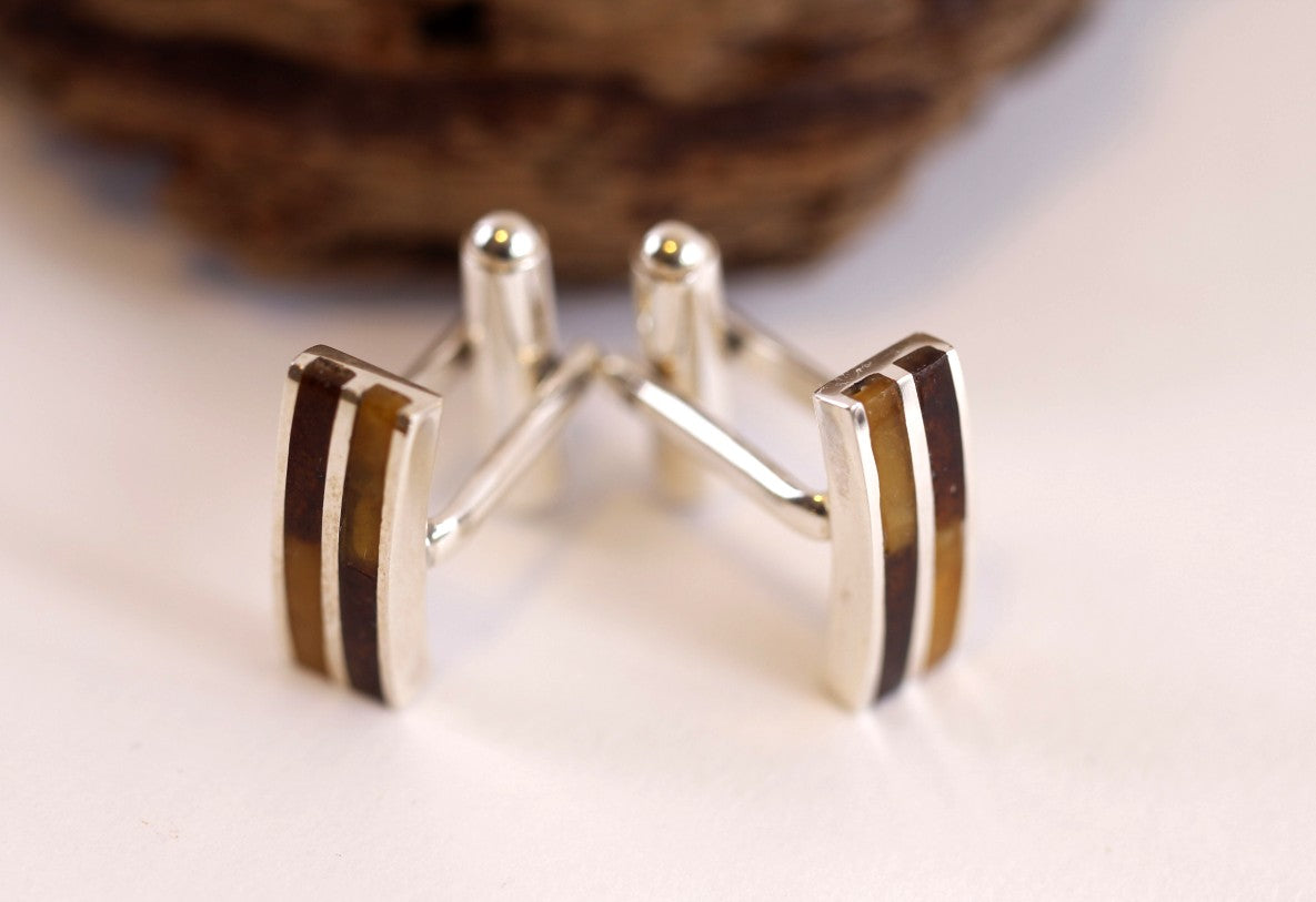 Christmas Cufflinks gift Sterling Silver Baltic Amber Cufflinks