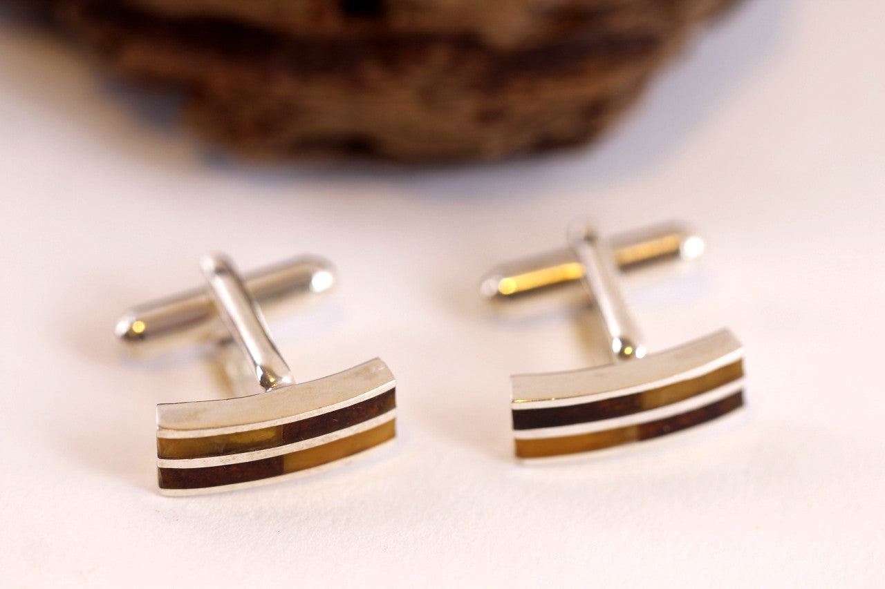 Christmas Cufflinks gift Sterling Silver Baltic Amber Cufflinks