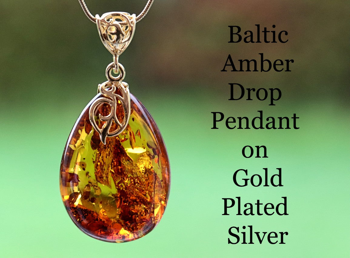 Gold Plated Silver Amber Pendant Only One Available