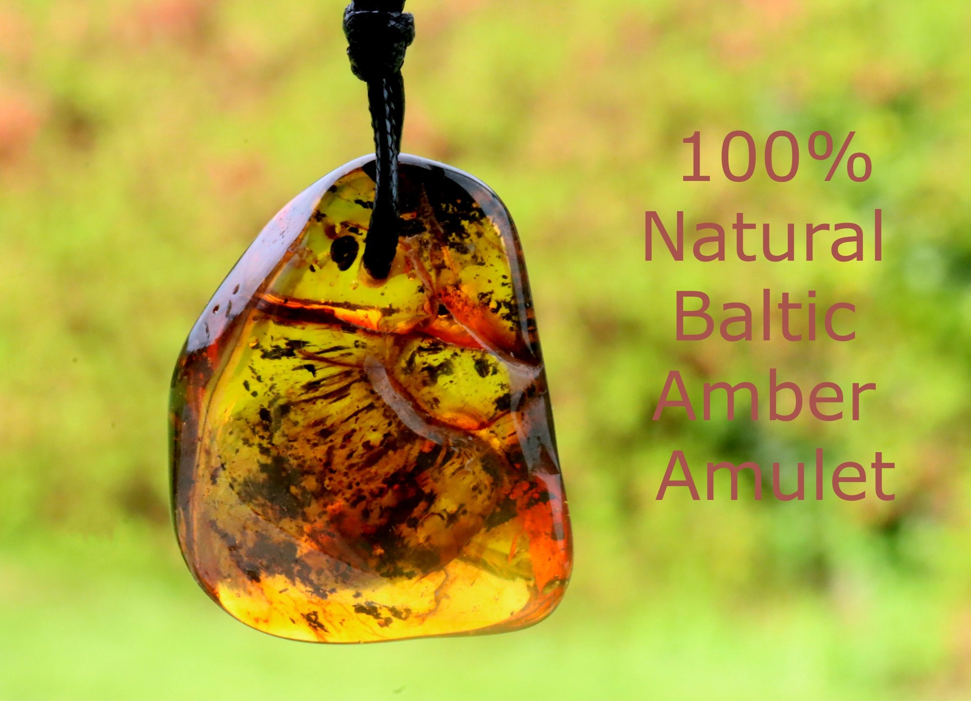 Healing Energy Amber Gemstone Large Natural Baltic Amulet Pendant