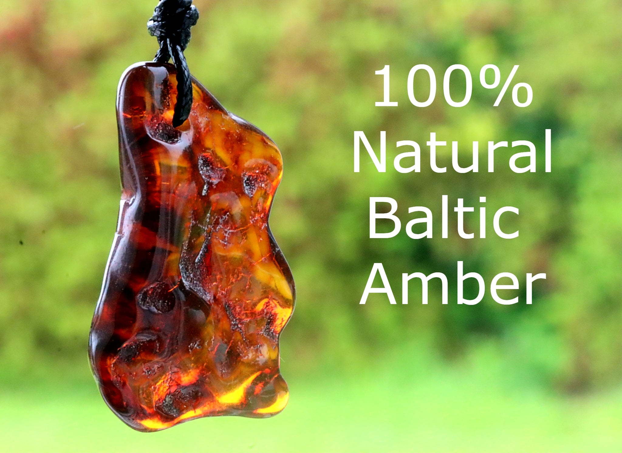 Natural Amber Amulet Pendant for Anxiety