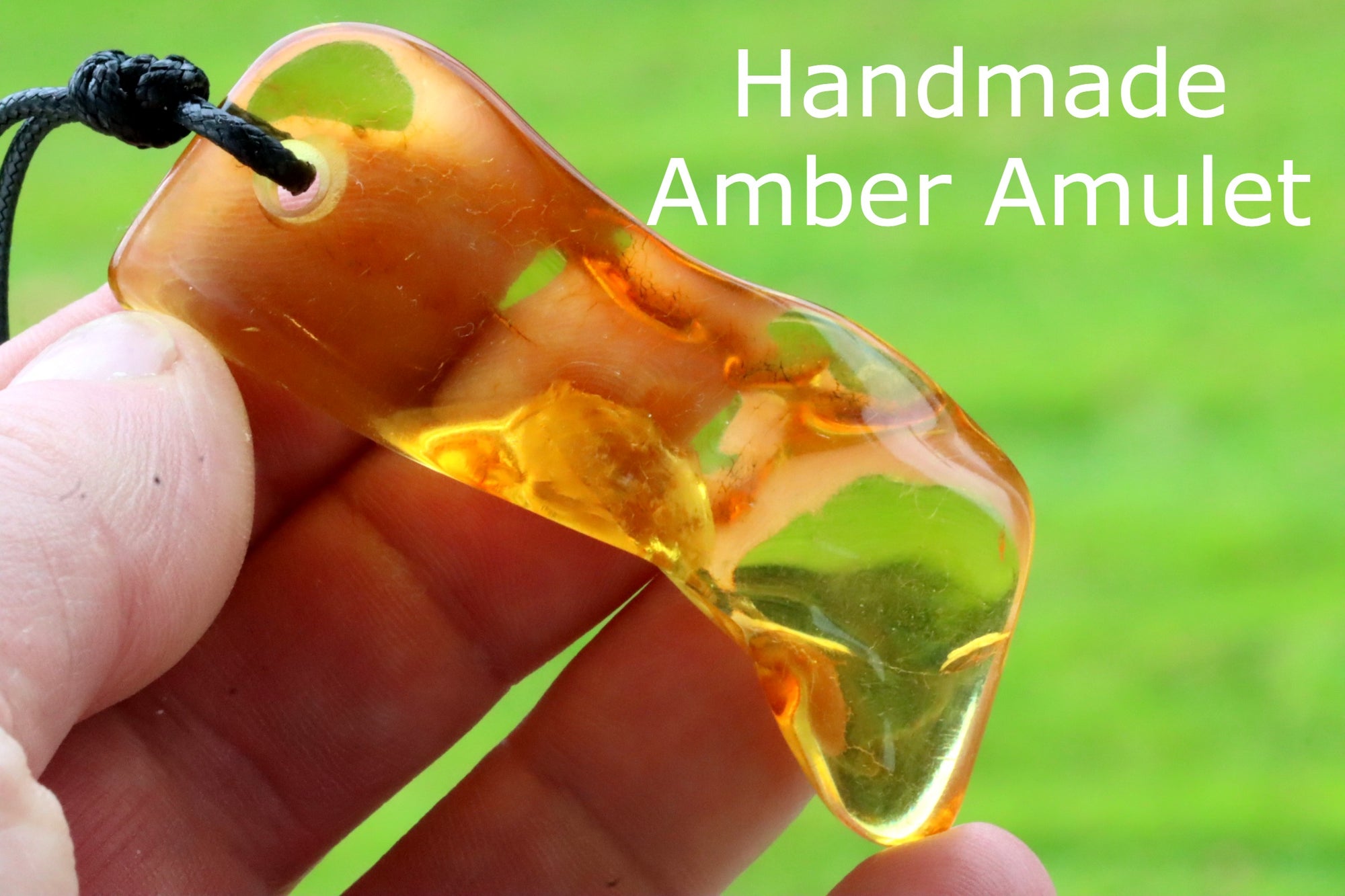 Natural Yellow Amber Amulet