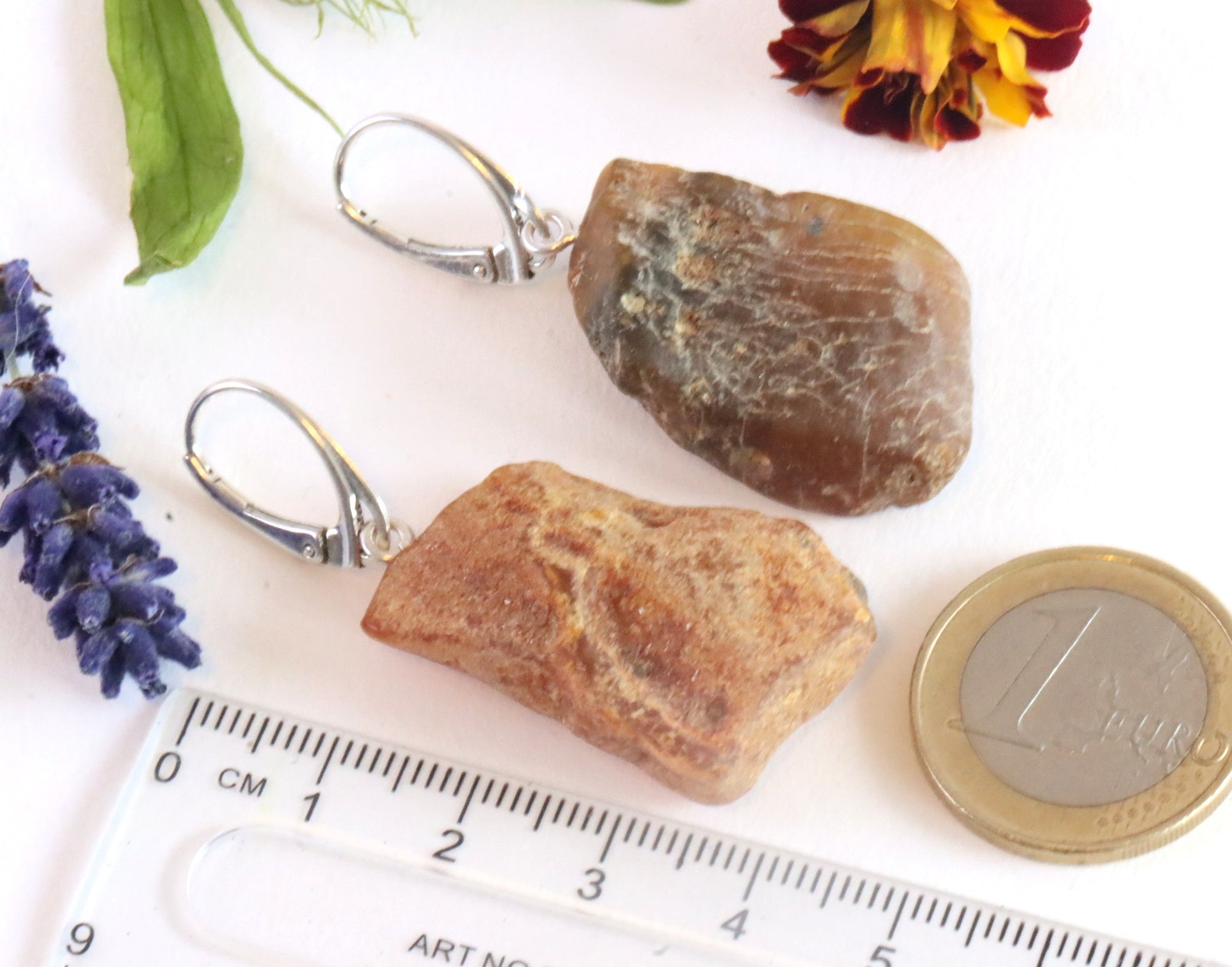 Mismatched Natural Amber Earrings