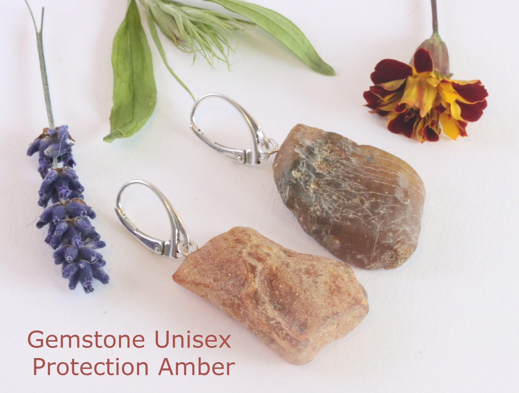 Mismatched Natural Amber Earrings