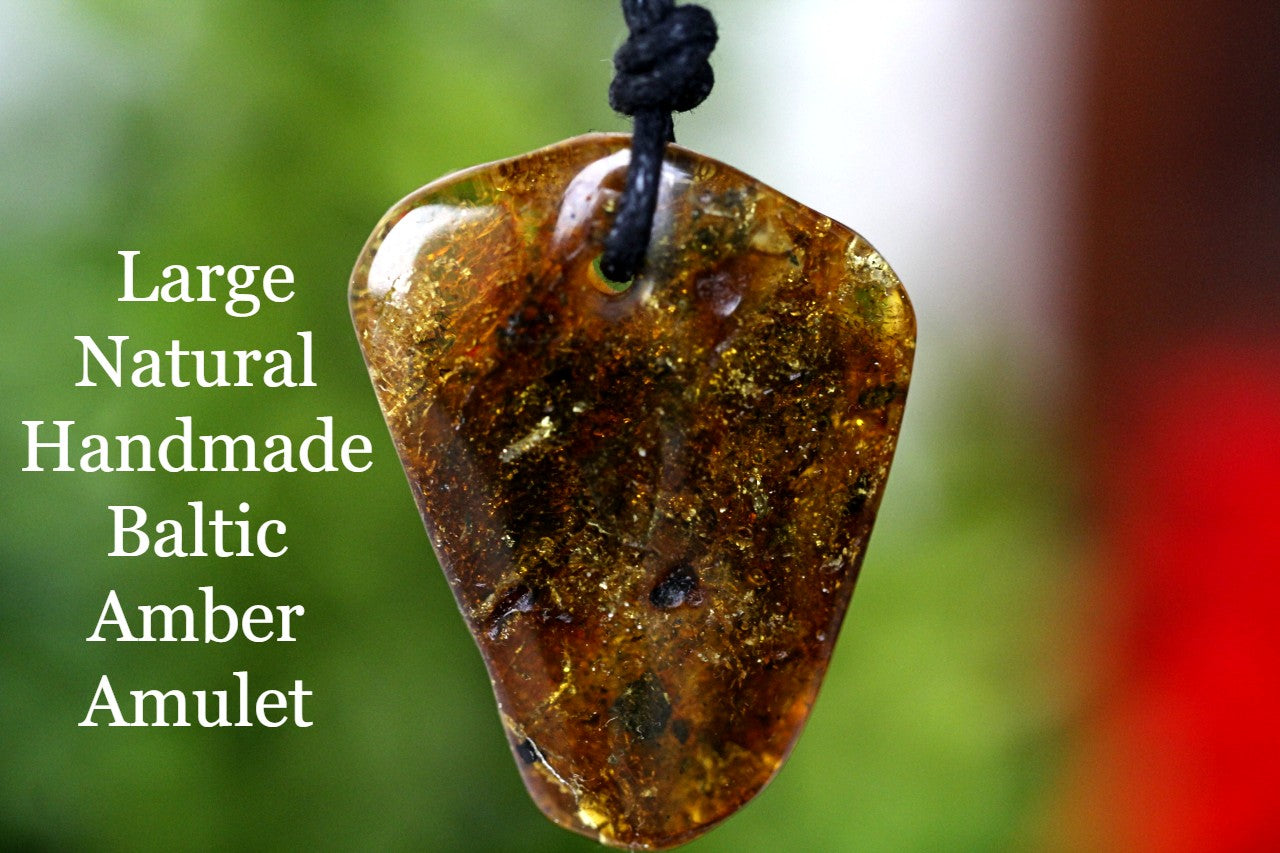 Large Natural Handmade Baltic Amber Amulet And Get Extra One FREE