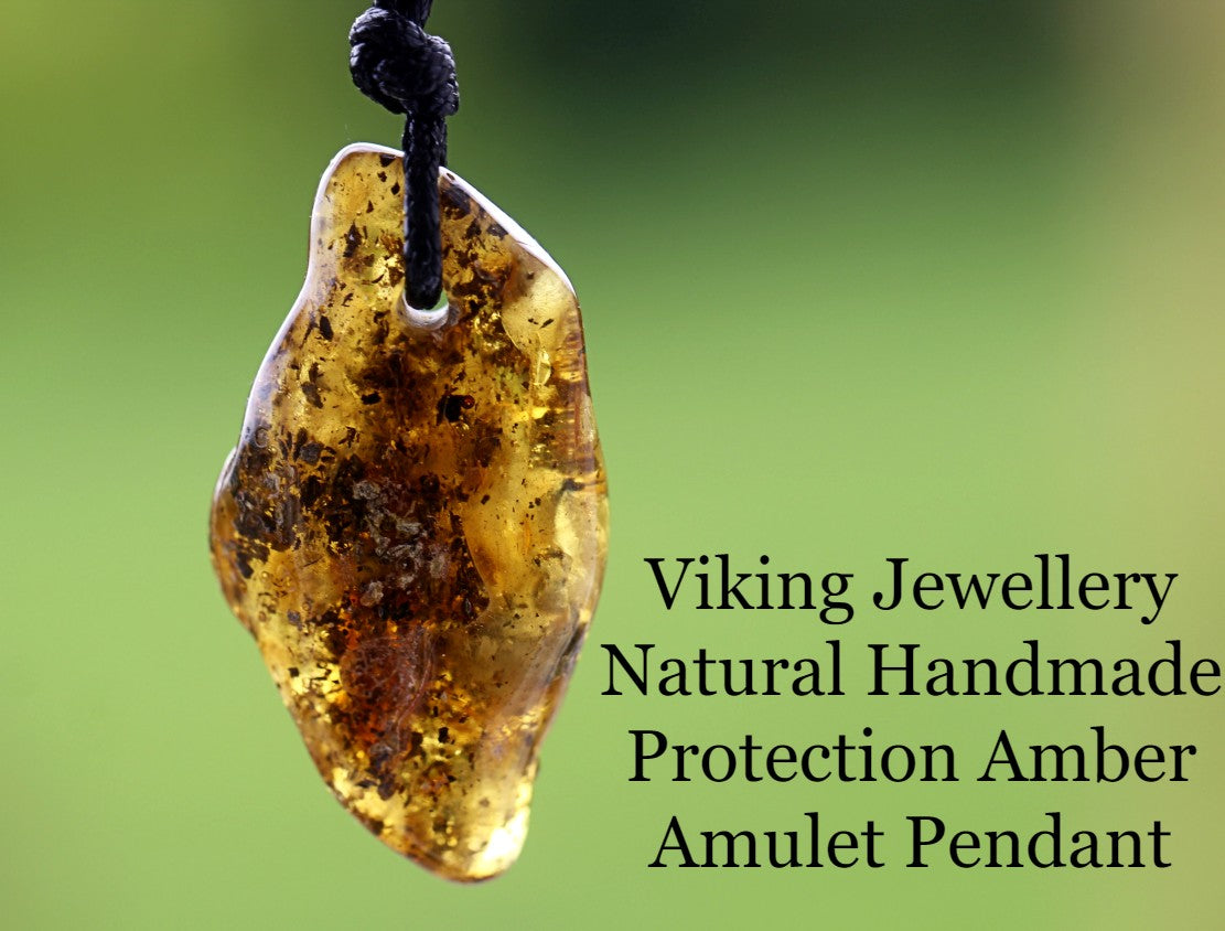 Viking Jewellery Natural Handmade Protection Amber Amulet.