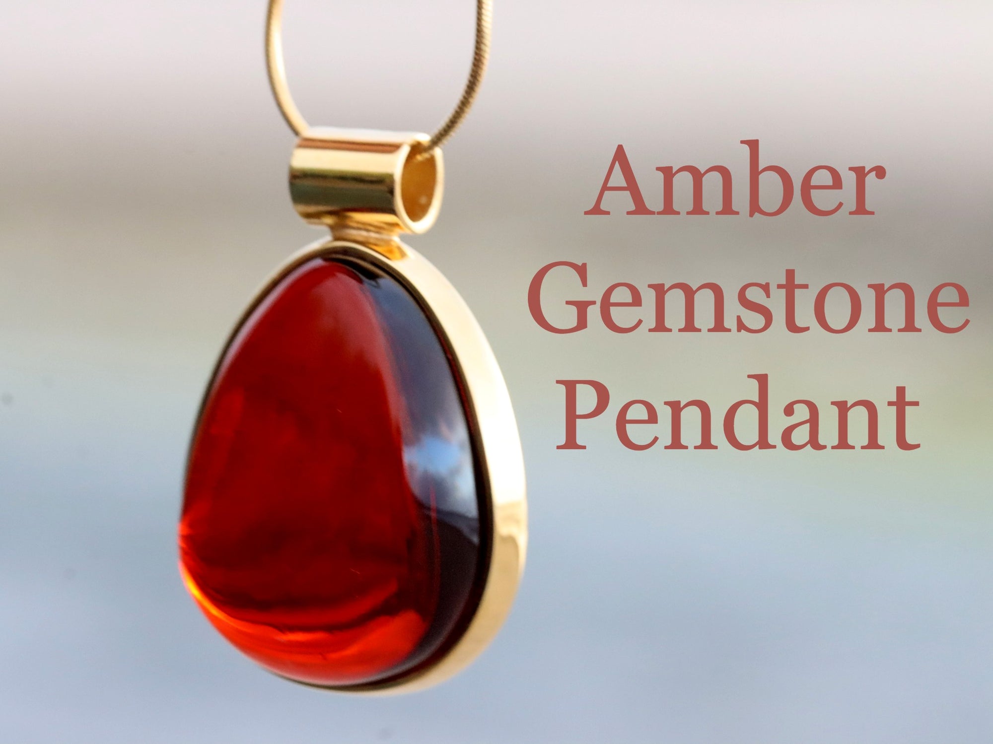 925 Gold Plated Silver One Of A Kind Amber Pendant